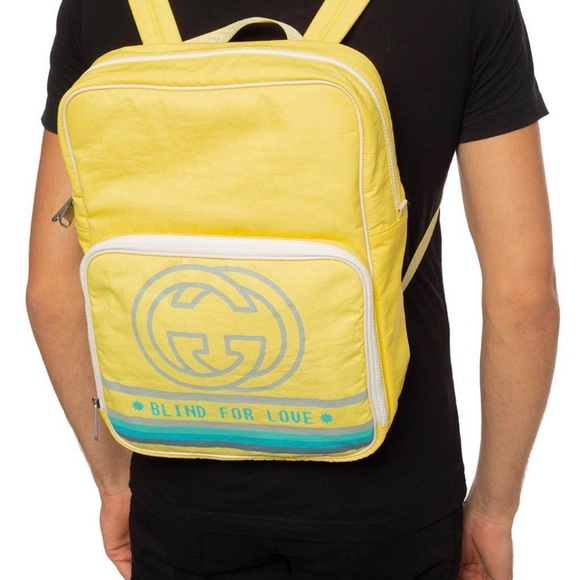 ✨NEW✨ GUCCI Yellow Medium Blind For Love Backpack - Picture 10 of 10